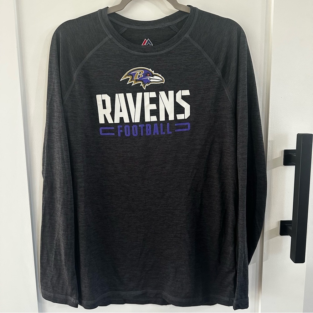 Baltimore Ravens Majestic Sideline Men's Long Sleeve Synthetic Heathered T-Shirt